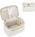 Vegan Leather: This cosmetic bag is made of premium vegan leather and has all of the comfort, softness, water-resistant and environmentally-friendly that you love. Also, well-padded design of makeup bag organizer provides great protection performance.